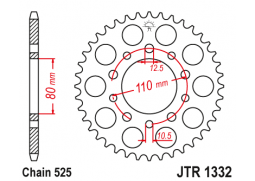 JT JTR1332.44 Zadní kolečko (rozeta), 44 zubů, 525 HONDA VT 600C SHADOW 90-07