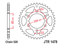 JT JTR1478.42 Zadní kolečko (rozeta), 42 zubů, 520