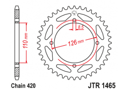 JT JTR1465.47 Zadní kolečko (rozeta), 47 zubů, 420 KAWASAKI KX 65 02-15