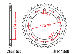 JT JTR1340.44 Zadní kolečko (rozeta), 44 zubů, 530 HONDA CB 1000R 08-15