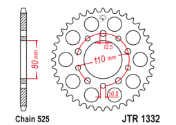 JT JTR1332.36 Zadní kolečko (rozeta), 36 zubů, 525 HONDA CB 450S 86-88, XBR 500 85-88