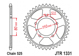 JT JTR1331.42 Zadní kolečko (rozeta), 42 zubů, 525 HONDA CRF 1000 AFRICA TWIN / DCT / ADVENTURE SPORT 16-18