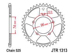 JT JTR1313.42 Zadní kolečko (rozeta), 42 zubů, 525
