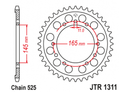 JT JTR1311.45 Zadní kolečko (rozeta), 45 zubů, 525