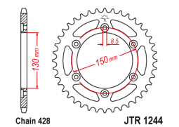 JT JTR1244.51 Zadní kolečko (rozeta), 51 zubů, 428