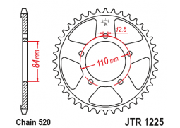 JT JTR1225.36 Zadní kolečko (rozeta), 36 zubů, 520 HONDA CMX 300A REBEL 17-18