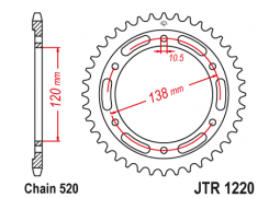 JT JTR1220.36 Zadní kolečko (rozeta), 36 zubů, 520 HONDA CBR 250R 11-13, CBR 300R 14-16