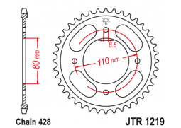 JT JTR1219.42 Zadní kolečko (rozeta), 42 zubů, 428 HONDA CBF 125 09-14
