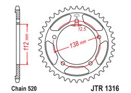 JT JTR1316.38 Zadní kolečko (rozeta), 38 zubů, 520 HONDA X-ADVENTURE, ADV.17-18