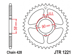 JT JTR1221.44 Zadní kolečko (rozeta), 44 zubů, 428 HONDA CBR 125 04-11