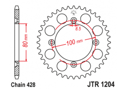 JT JTR1204.50 Zadní kolečko (rozeta), 50 zubů, 428