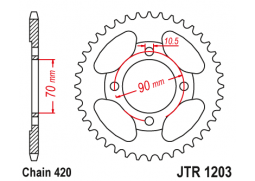 JT JTR1203.42 Zadní kolečko (rozeta), 42 zubů, 420