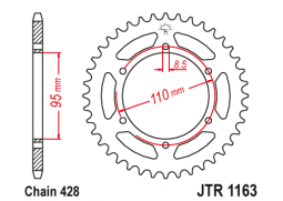 JT JTR1163.45 Zadní kolečko (rozeta), 45 zubů, 428