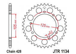 JT JTR1134.56 Zadní kolečko (rozeta), 56 zubů, 428 YAMAHA XT 125X/SM 05-09