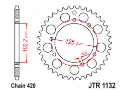 JT JTR1132.53 Zadní kolečko (rozeta), 53 zubů, 420 DERBI SENDA 50 R/SM 02-12