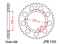 JT JTR1131.65 Zadní kolečko (rozeta), 65 zubů, 420 YAMAHA DT 50 03-06, MALAGUTI XTM, MRX, SMX