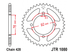 JT JTR1080.39 Zadní kolečko (rozeta), 39 zubů, 428
