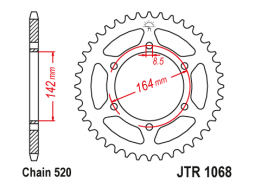 JT JTR1068.46 Zadní kolečko (rozeta), 46 zubů, 520