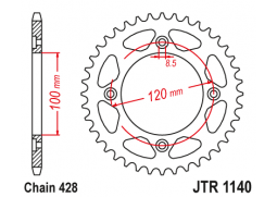 JT JTR1140.56 Zadní kolečko (rozeta), 56 zubů, 428