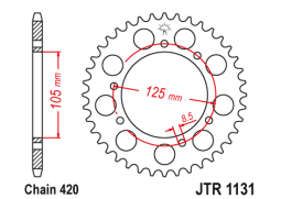 JT JTR1131.53 Zadní kolečko (rozeta), 53 zubů, 420 DERBI SENDA 50R/SM, APRILIA RX 50, MBK 50