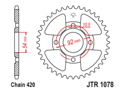 JT JTR1078.60 Zadní kolečko (rozeta), 60 zubů, 420 YAMAHA TZR 50X POWER 07-12