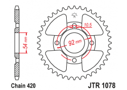 JT JTR1078.47 Zadní kolečko (rozeta), 47 zubů, 420 YAMAHA TZR 50 X-POWER 96-06, MBK X-POWER 50 00-06