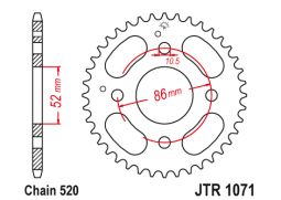 JT JTR1071.30 Zadní kolečko (rozeta), 30 zubů, 520 KYMCO MXU/MXR50/150 02-13
