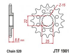 JT JTF1901.14 Přední kolečko (pastorek), 14 zubů, 520 KTM SX/EXC 91-19