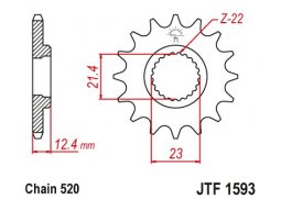 JT JTF1593.14 Přední kolečko (pastorek), 14 zubů, 520