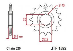 JT JTF1592.16 Přední kolečko (pastorek), 16 zubů, 520