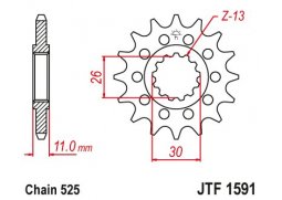 JT JTF1591.15 Přední kolečko (pastorek), 15 zubů, 525 YAMAHA FZ8 10-15, MT 09 14-15, MT 07 14-15 TDM 900 02-13