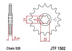 JT JTF1502.13 Přední kolečko (pastorek), 13 zubů, 520