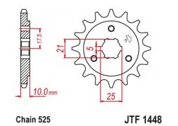 JT JTF1448.15 Přední kolečko (pastorek), 15 zubů, 525 SUZUKI DR 650 SE 96-13, XF 650