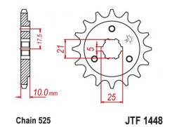 JT JTF1448.14 Přední kolečko (pastorek), 14 zubů, 525 SUZUKI DR 650 SE 96-13, XF 650