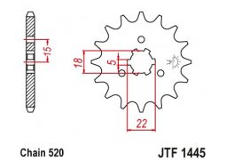 JT JTF1445.11 Přední kolečko (pastorek), 11 zubů, 520 KAWASAKI KX 125 94-07