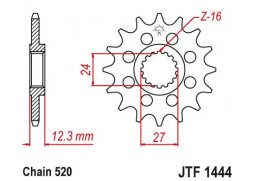 JT JTF1444.16 Přední kolečko (pastorek), 16 zubů, 520