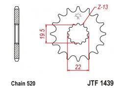 JT JTF1439.15 Přední kolečko (pastorek), 15 zubů, 520