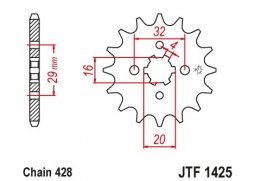 JT JTF1425.13 Přední kolečko (pastorek), 13 zubů, 428