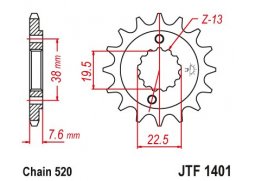 JT JTF1401.16 Přední kolečko (pastorek), 16 zubů, 520