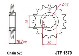 JT JTF1370.15 Přední kolečko (pastorek), 15 zubů, 525 HONDA CBR 600F 99-12, CBR 650F 14-16 (-1)