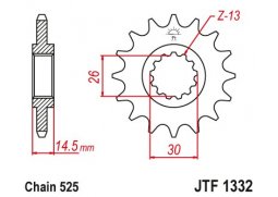 JT JTF1332.16 Přední kolečko (pastorek), 16 zubů, 525