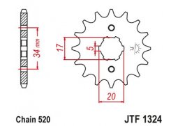 JT JTF1324.13 Přední kolečko (pastorek), 13 zubů, 520