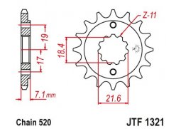 JT JTF1321.14 Přední kolečko (pastorek), 14 zubů, 520 HONDA CRF 250L 13-15