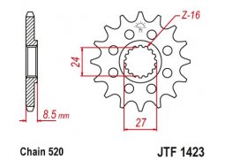 JT JTF1423.17 Přední kolečko (pastorek), 17 zubů, 520