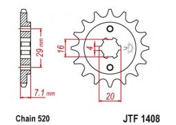 JT JTF1408.15 Přední kolečko (pastorek), 15 zubů, 520