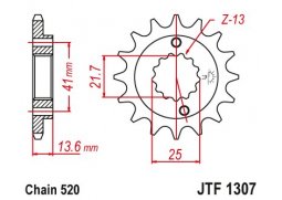 JT JTF1307.15 Přední kolečko (pastorek), 15 zubů, 520 KAWASAKI ZX6R 03-06