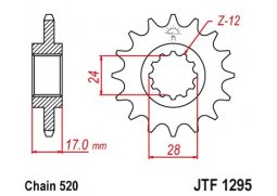 JT JTF1295.15 Přední kolečko (pastorek), 15 zubů, 520