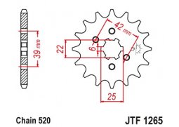 JT JTF1265.16 Přední kolečko (pastorek), 16 zubů, 520