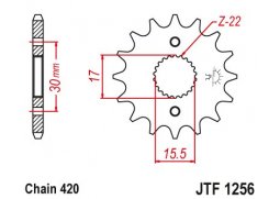 JT JTF1256.15 Přední kolečko (pastorek), 15 zubů, 420 HONDA CR 80/85 86-07