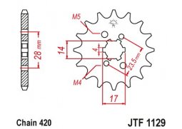 JT JTF1129.12 Přední kolečko (pastorek), 12 zubů, 420 APRILIA RS/RX 50 06-11